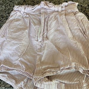 Forever 21 pink and white striped beach shorts